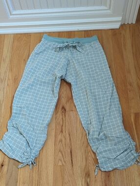 Victoria's Secret Blue Plaid Drawstring Lounge Capris